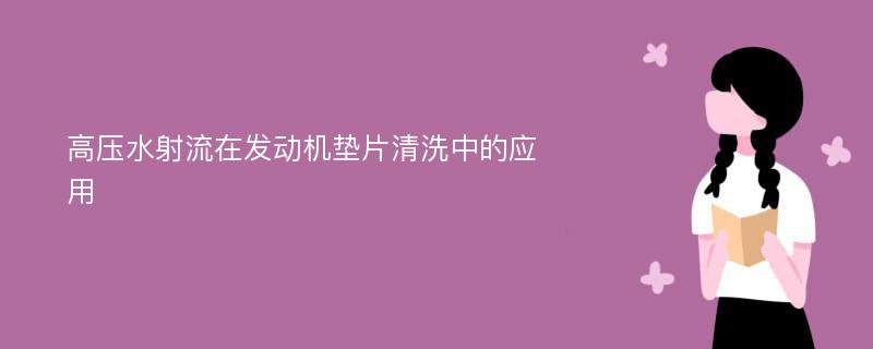 高压水射流在发动机垫片清洗中的应用