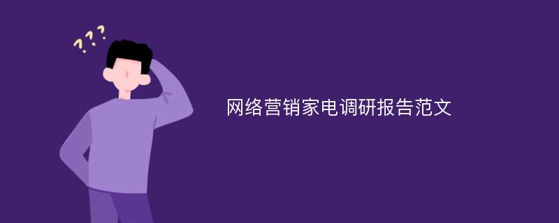 网络营销家电调研报告范文