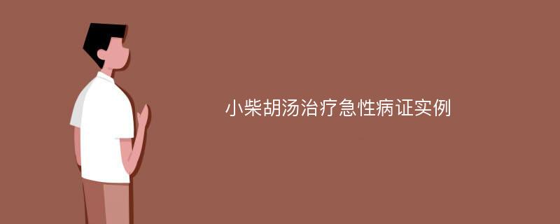 小柴胡汤治疗急性病证实例