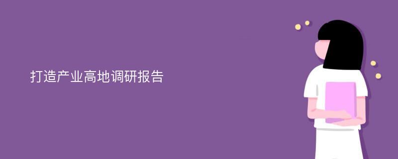 打造产业高地调研报告