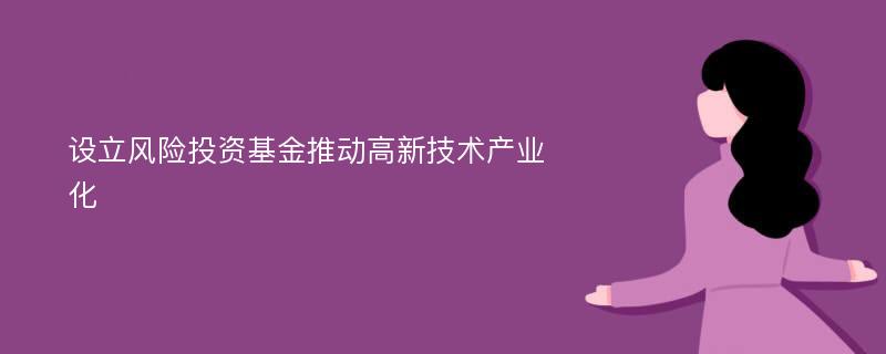 设立风险投资基金推动高新技术产业化