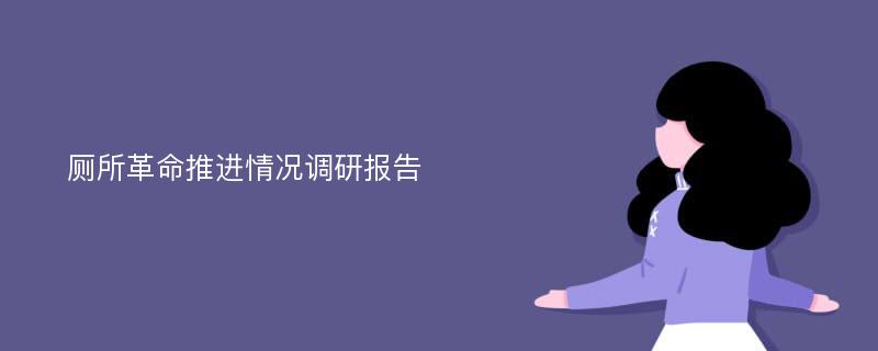 厕所革命推进情况调研报告