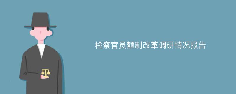 检察官员额制改革调研情况报告