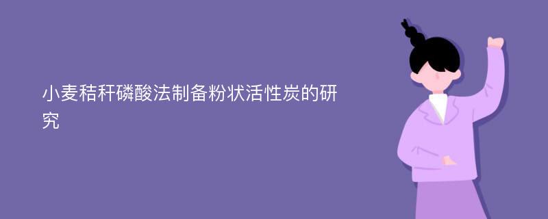 小麦秸秆磷酸法制备粉状活性炭的研究